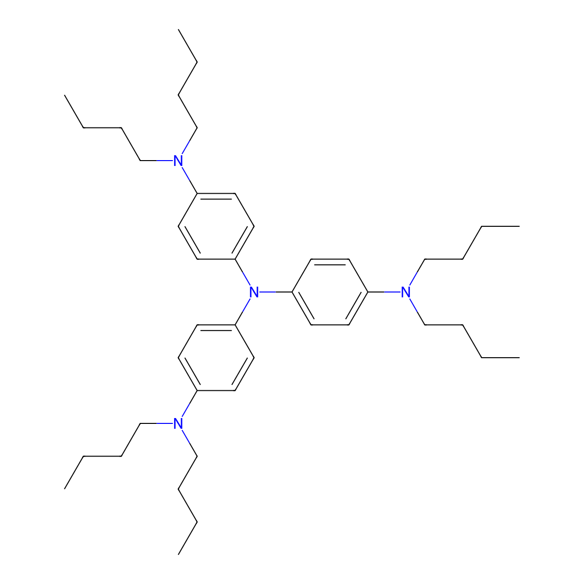 1,4-Benzenediamine, N1,N1-dibutyl-N4,N4-bis(4-(dibutylamino)phenyl)- molecular structure, CAS 47862-55-5