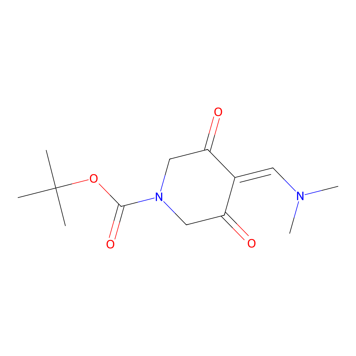 Tert-butyl 4-((dimethylamino)methylidene)-3,5-dioxopiperidine-1-carboxylate molecular structure, CAS 478623-90-4