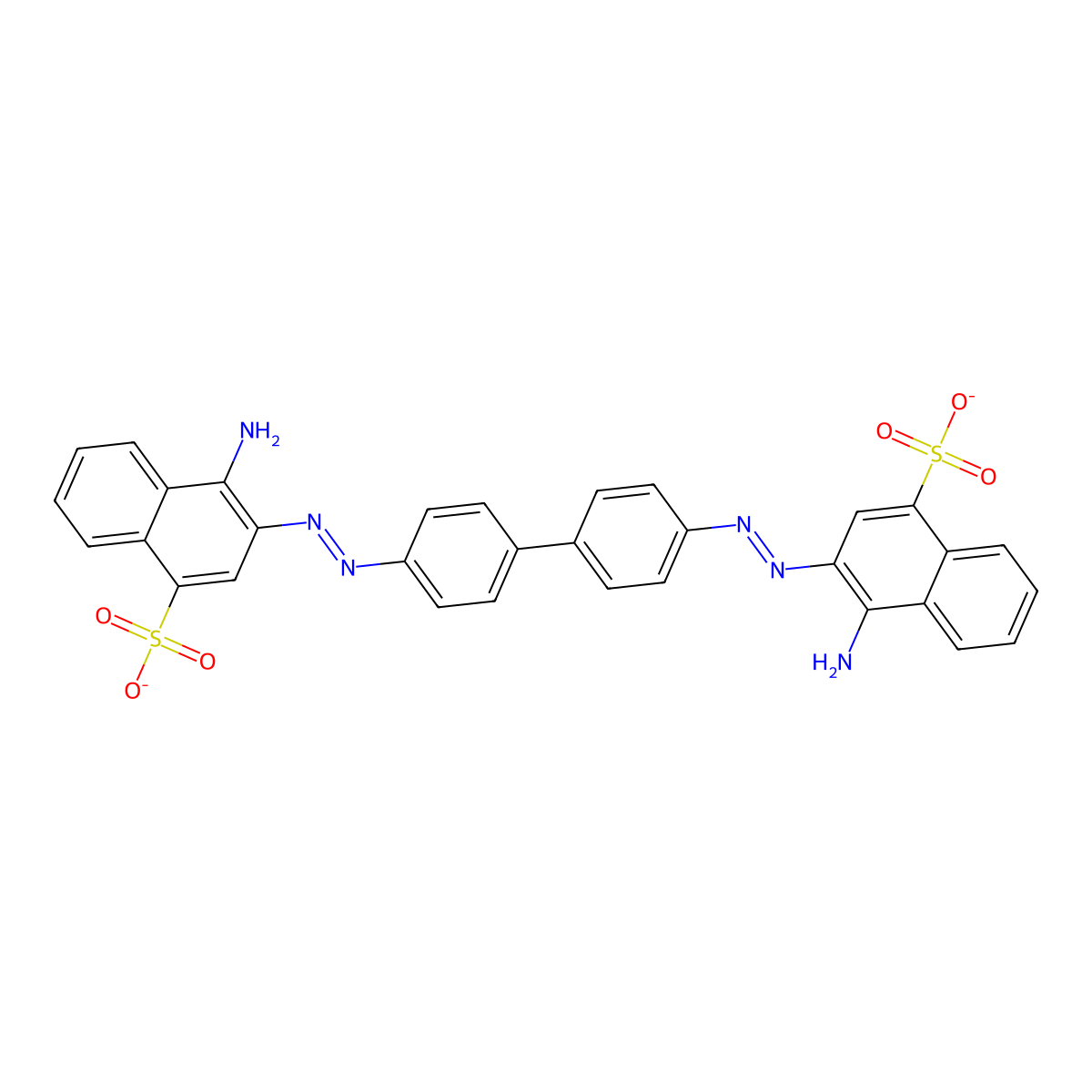 3,3'-(Biphenyl-4,4'-diyldidiazene-2,1-diyl)bis(4-aminonaphthalene-1-sulfonate) molecular structure, CAS 47863-00-3