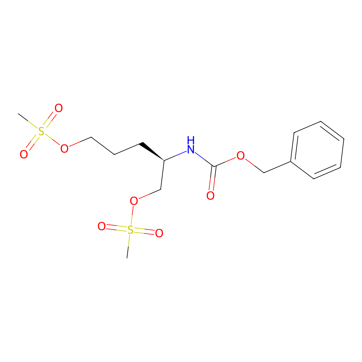 (R)-2-(((Benzyloxy)carbonyl)amino)pentane-1,5-diyl dimethanesulfonate molecular structure, CAS 478646-29-6