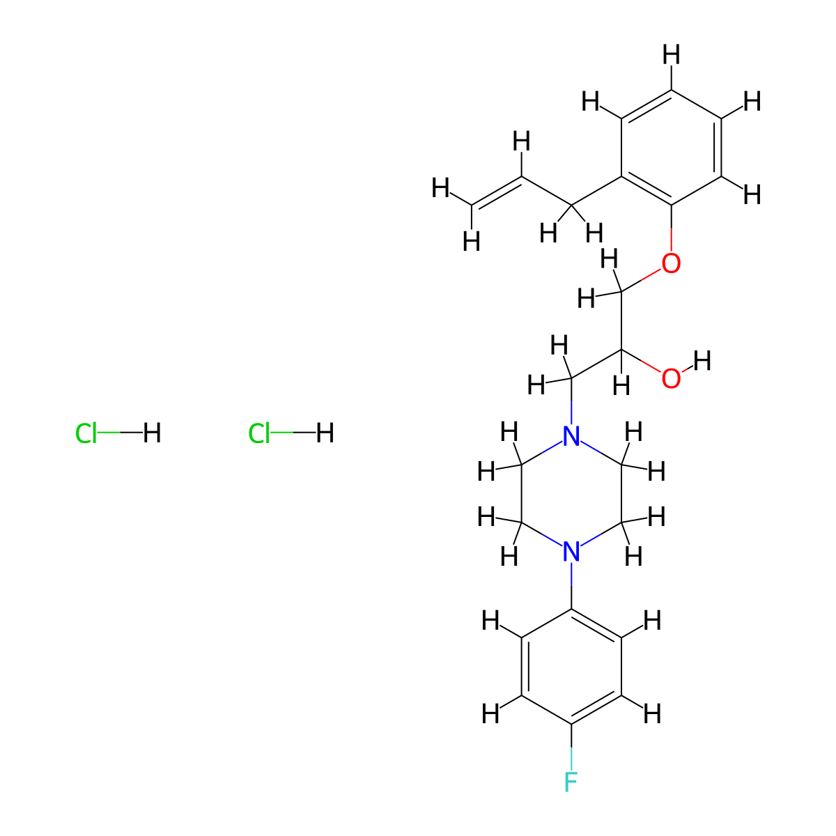 1-(2-Allylphenoxy)-3-(4-(4-fluorophenyl)piperazin-1-yl)propan-2-ol dihydrochloride molecular structure, CAS 478653-54-2
