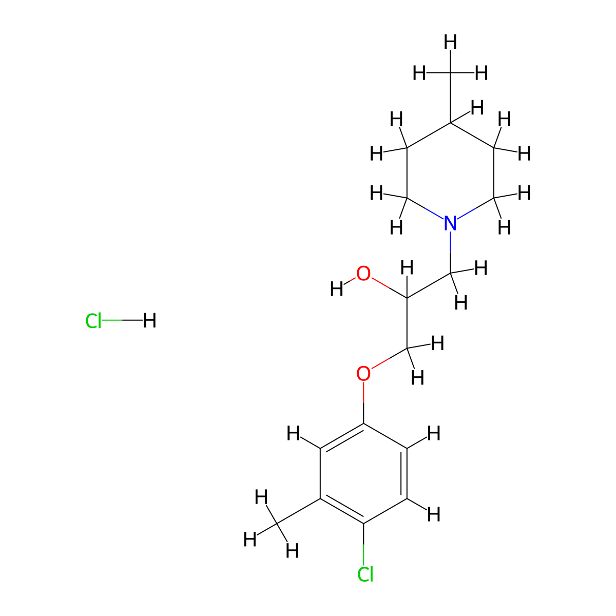 1-(4-Chloro-3-methylphenoxy)-3-(4-methylpiperidin-1-yl)propan-2-ol hydrochloride molecular structure, CAS 478653-84-8