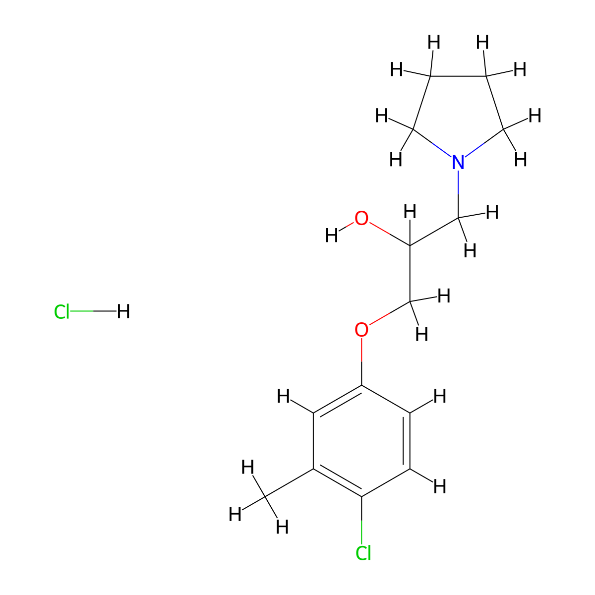 1-(4-Chloro-3-methylphenoxy)-3-(pyrrolidin-1-yl)propan-2-ol hydrochloride molecular structure, CAS 478653-87-1