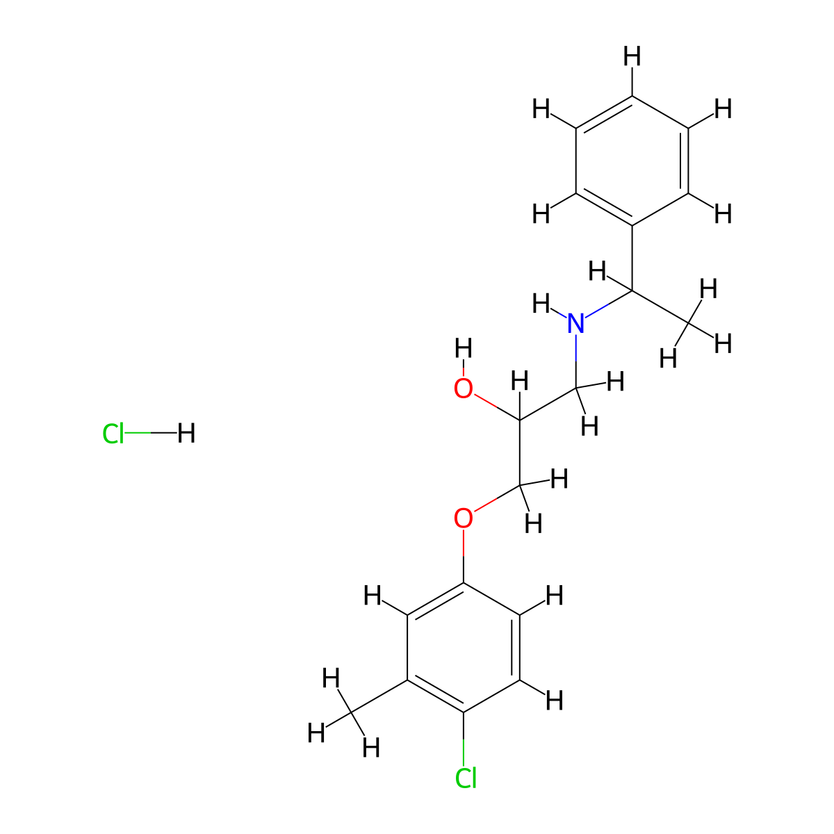 1-(4-Chloro-3-methylphenoxy)-3-((1-phenylethyl)amino)propan-2-ol hydrochloride molecular structure, CAS 478654-04-5