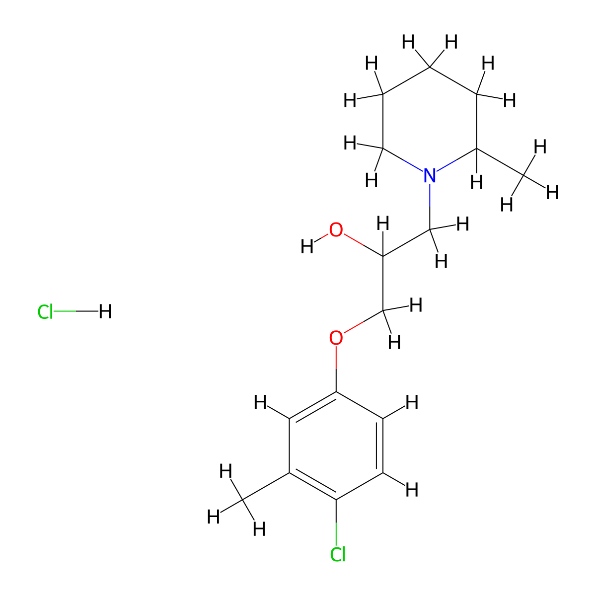 1-(4-Chloro-3-methylphenoxy)-3-(2-methylpiperidin-1-yl)propan-2-ol hydrochloride molecular structure, CAS 478654-10-3