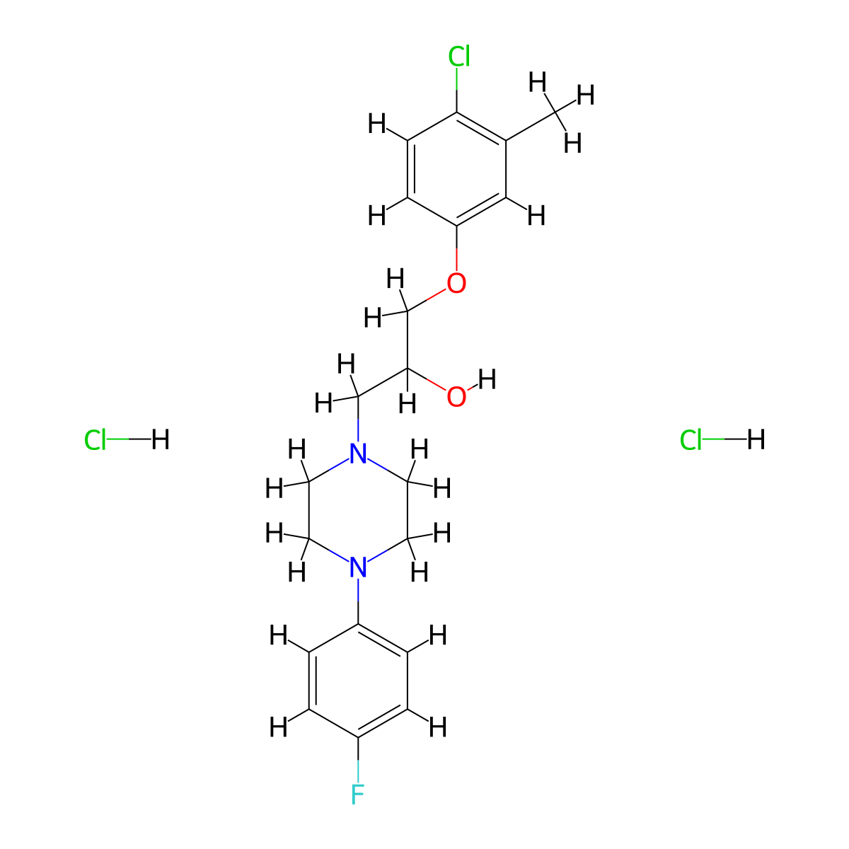 1-(4-Chloro-3-methylphenoxy)-3-[4-(4-fluorophenyl)piperazin-1-yl]propan-2-ol dihydrochloride molecular structure, CAS 478654-12-5