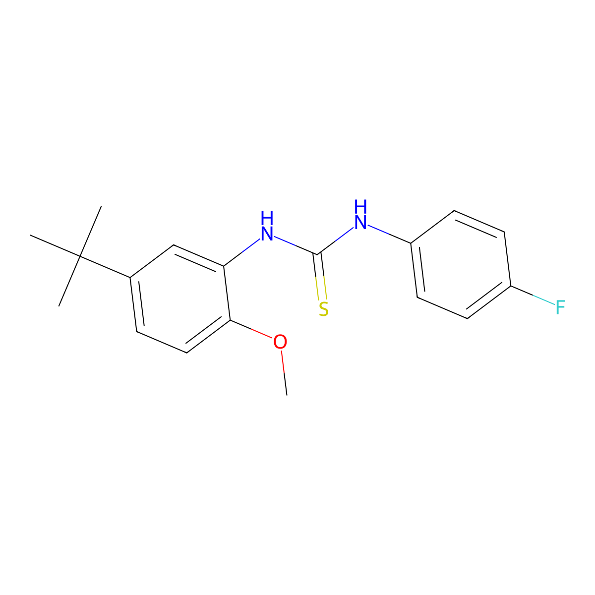 1-(5-Tert-butyl-2-methoxyphenyl)-3-(4-fluorophenyl)thiourea molecular structure, CAS 478682-31-4