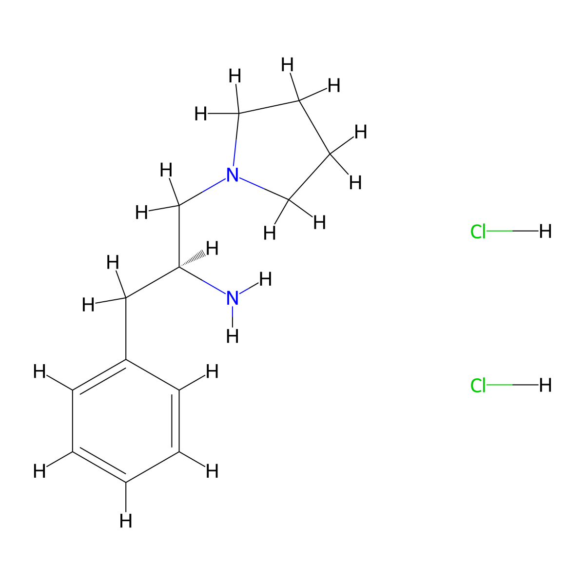 (S)-1-Phenyl-3-(pyrrolidin-1-yl)propan-2-amine dihydrochloride molecular structure, CAS 478693-99-1