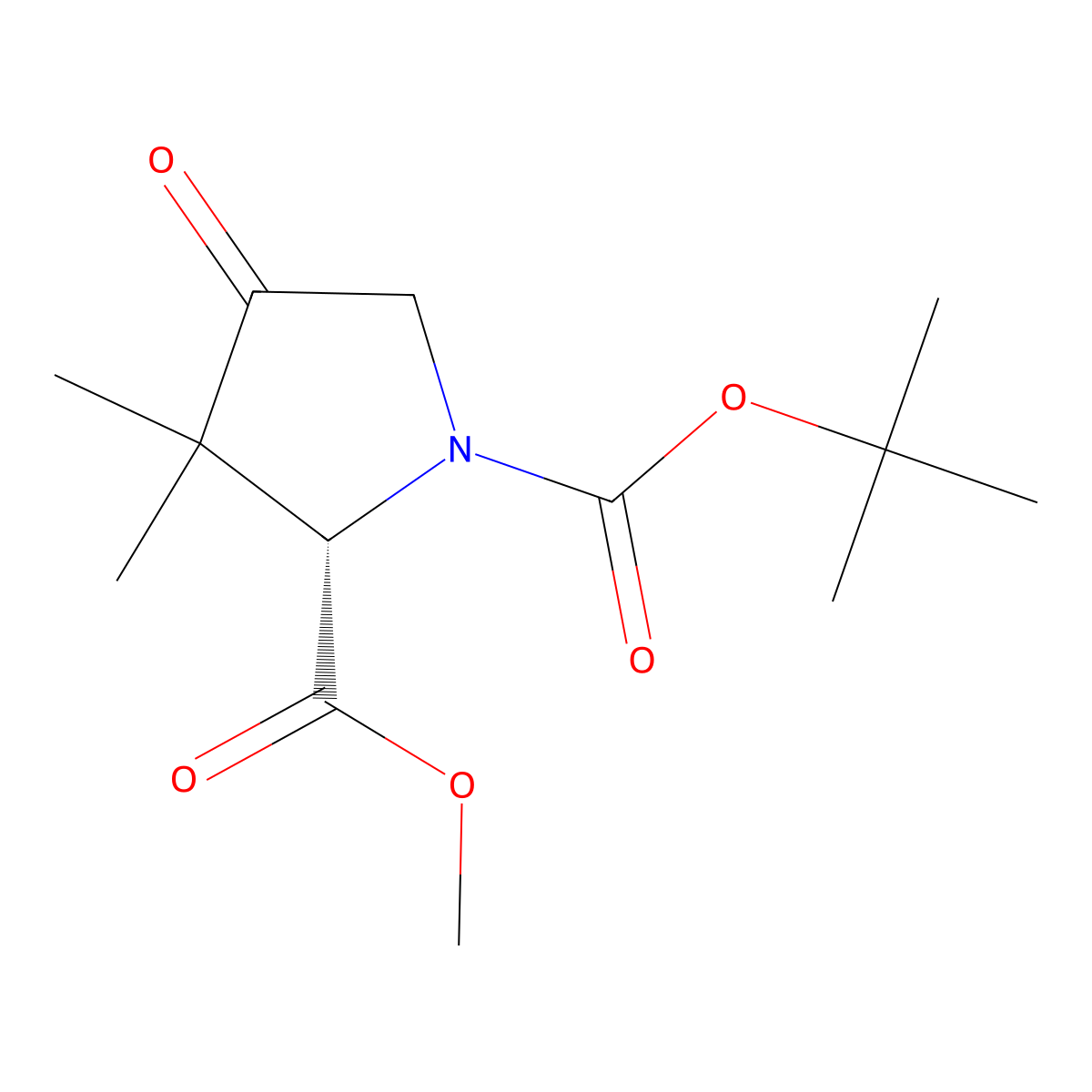 (S)-1-tert-butyl 2-methyl 3,3-dimethyl-4-oxopyrrolidine-1,2-dicarboxylate molecular structure, CAS 478698-30-5