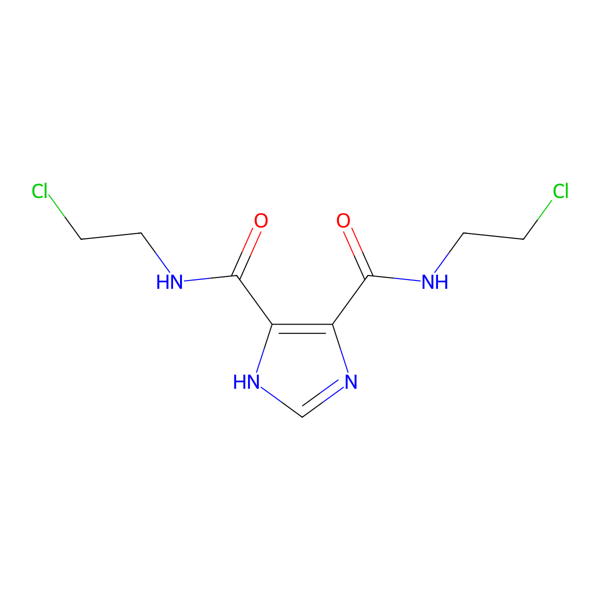 N,N'-Bis(2-chloroethyl)-1H-imidazole-4,5-dicarboxamide molecular structure, CAS 4787-07-9
