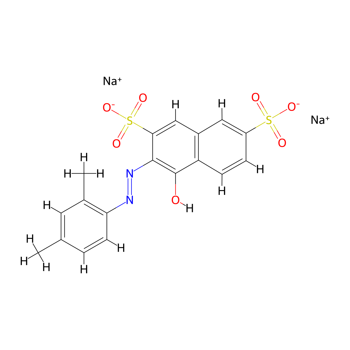 2,7-naphthalenedisulfonic acid, 3-((2,4-dimethylphenyl)azo)-4-hydroxy-, disodium salt molecular structure, CAS 4787-93-3