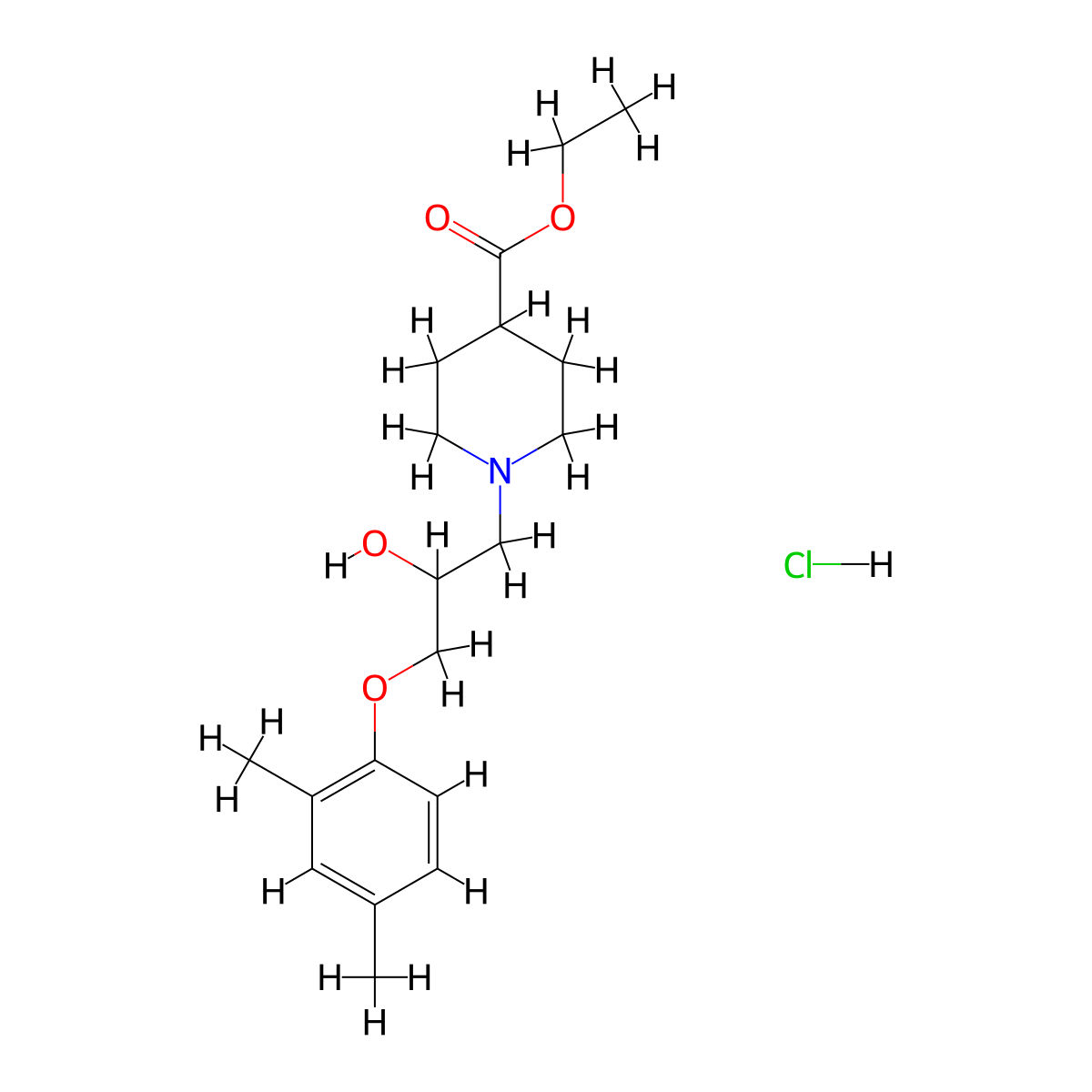 Ethyl 1-(3-(2,4-dimethylphenoxy)-2-hydroxypropyl)piperidine-4-carboxylate hydrochloride molecular structure, CAS 478784-96-2