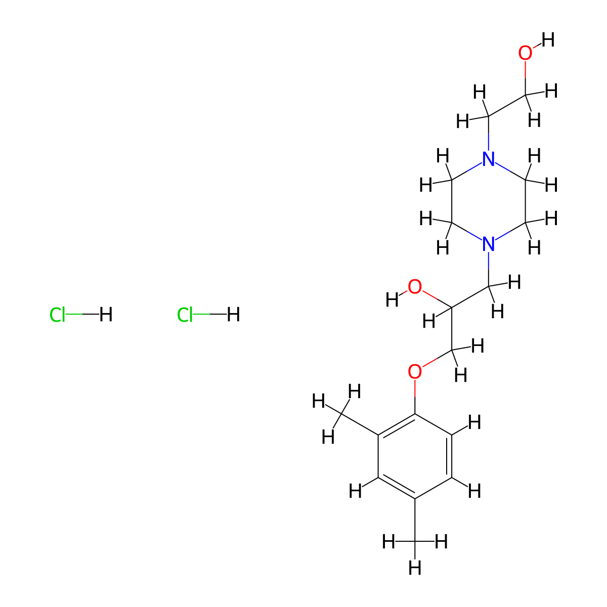 1-(2,4-dimethylphenoxy)-3-[4-(2-hydroxyethyl)piperazin-1-yl]propan-2-ol Dihydrochloride molecular structure, CAS 478784-98-4