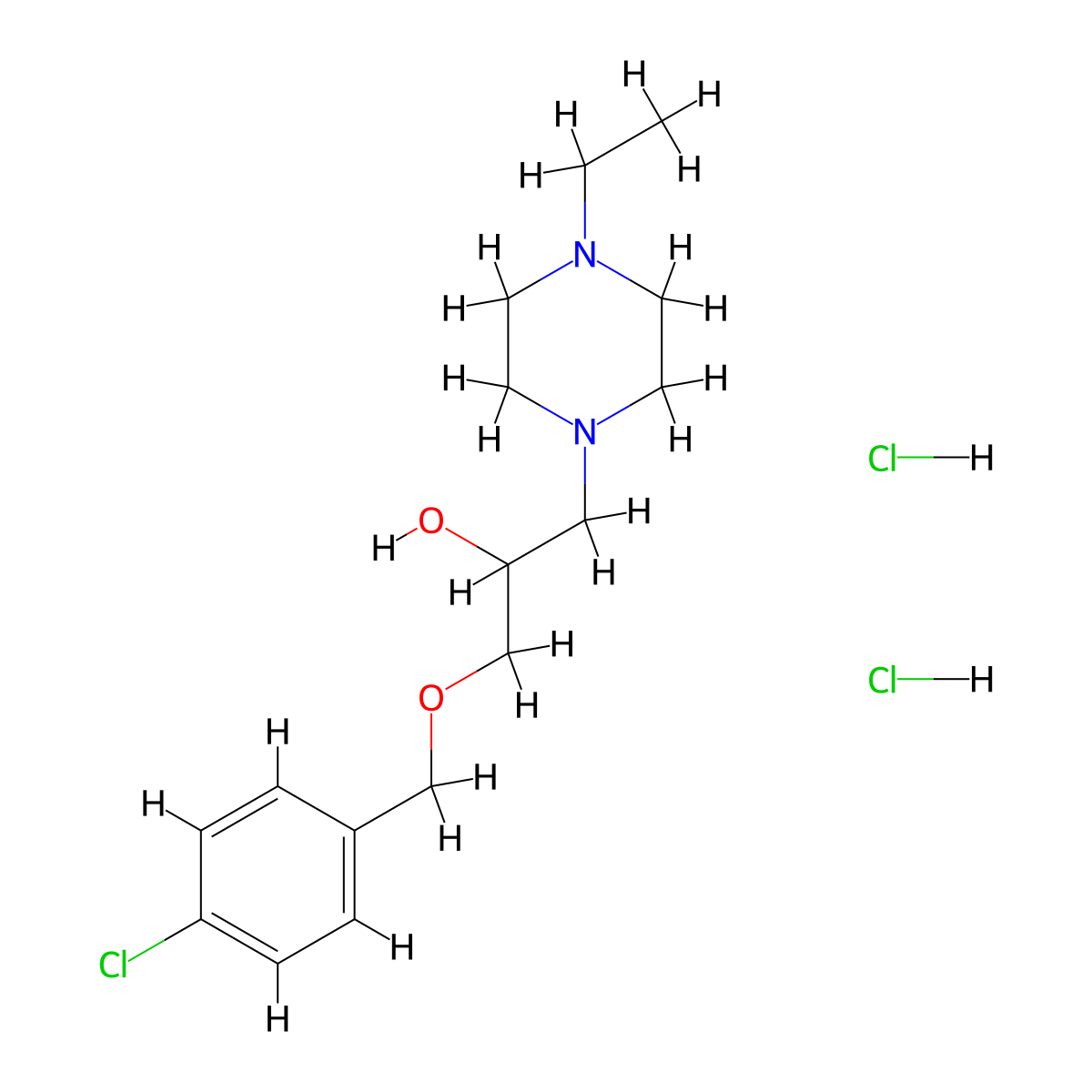 1-[(4-chlorophenyl)methoxy]-3-(4-ethylpiperazin-1-yl)propan-2-ol Dihydrochloride molecular structure, CAS 478785-11-4