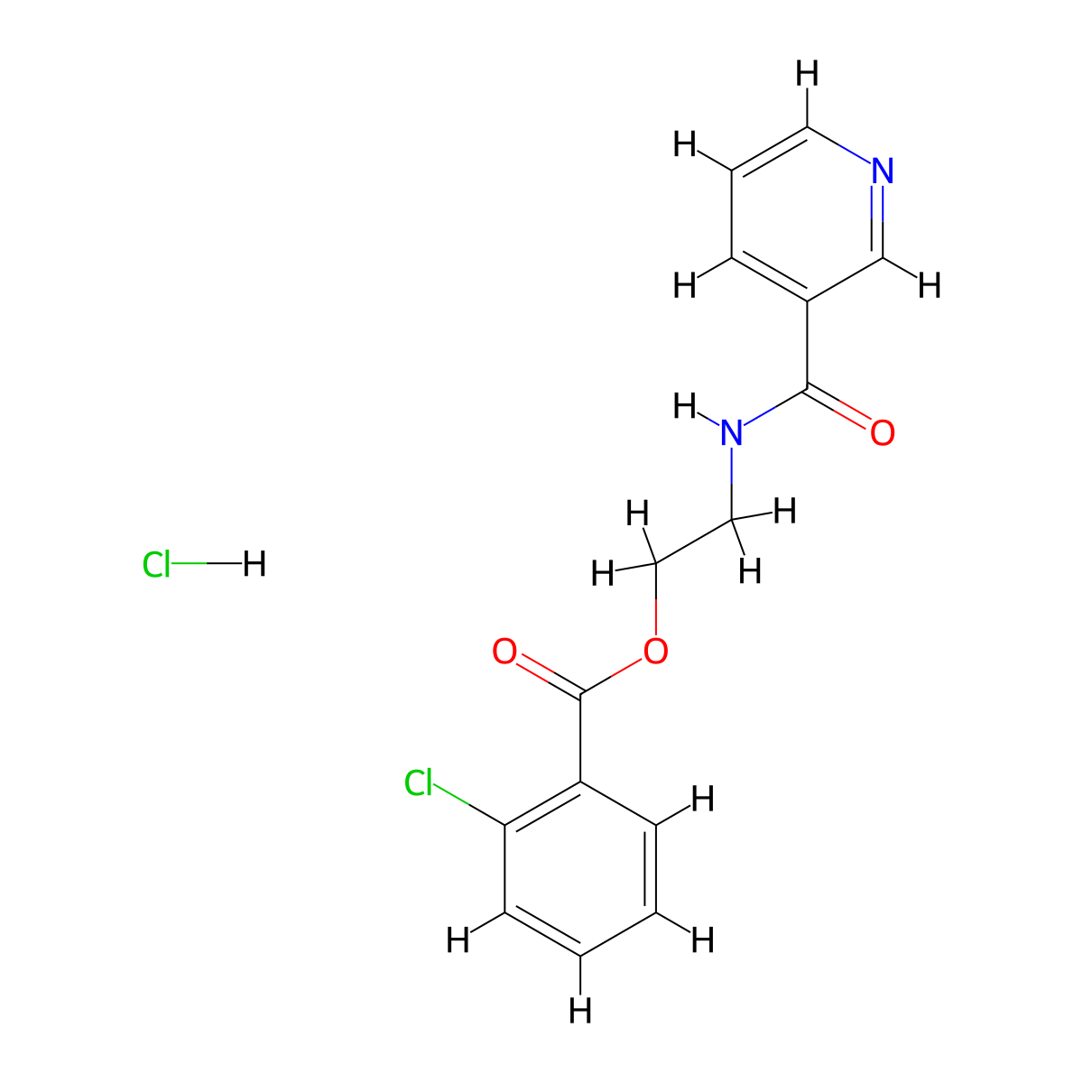 2-(Nicotinamido)ethyl 2-chlorobenzoate hydrochloride molecular structure, CAS 478785-19-2