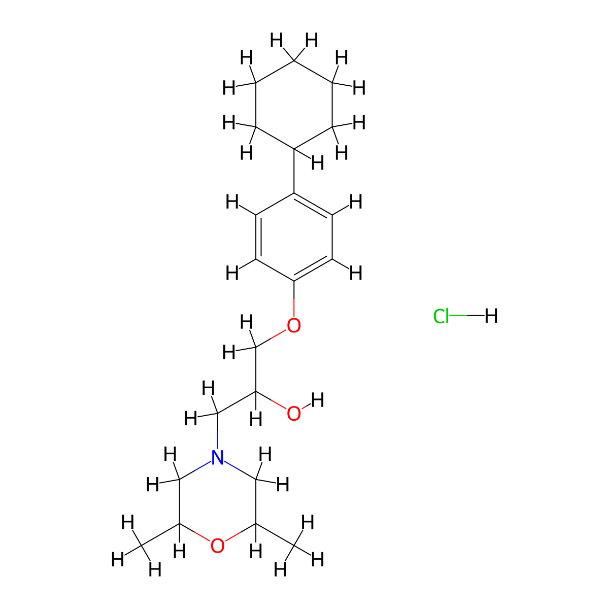 1-(4-Cyclohexylphenoxy)-3-(2,6-dimethylmorpholino)propan-2-ol hydrochloride molecular structure, CAS 478785-24-9