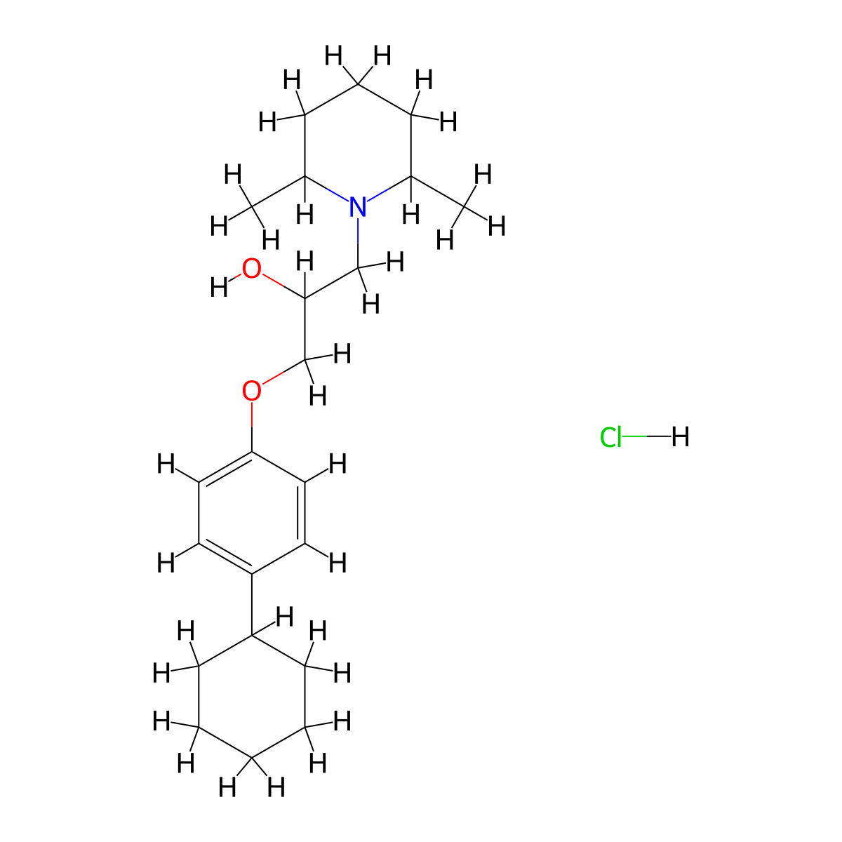 1-(4-Cyclohexylphenoxy)-3-(2,6-dimethylpiperidin-1-yl)propan-2-ol hydrochloride molecular structure, CAS 478785-27-2