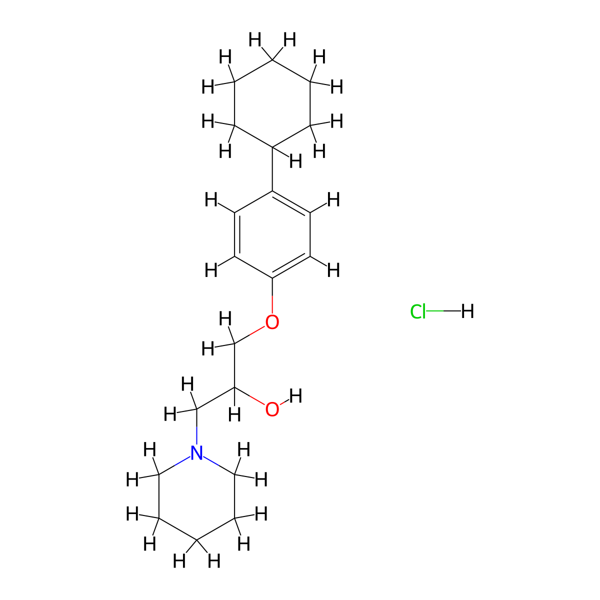 1-(4-Cyclohexylphenoxy)-3-(piperidin-1-yl)propan-2-ol hydrochloride molecular structure, CAS 478785-28-3