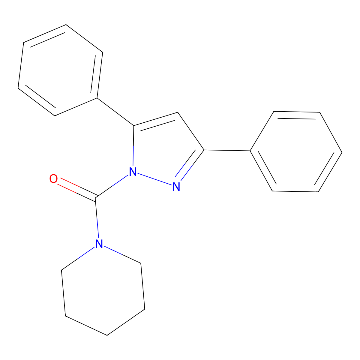3,5-Diphenylpyrazolyl piperidyl ketone molecular structure, CAS 478788-37-3