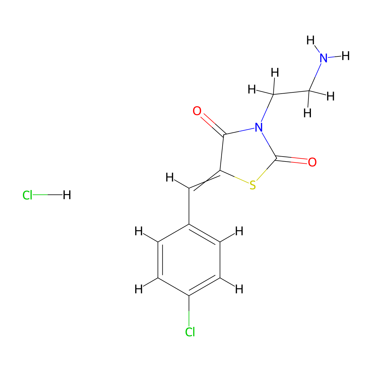 3-(2-Aminoethyl)-5-[(4-chlorophenyl)methylidene]-1,3-thiazolidine-2,4-dione hydrochloride molecular structure, CAS 478792-13-1