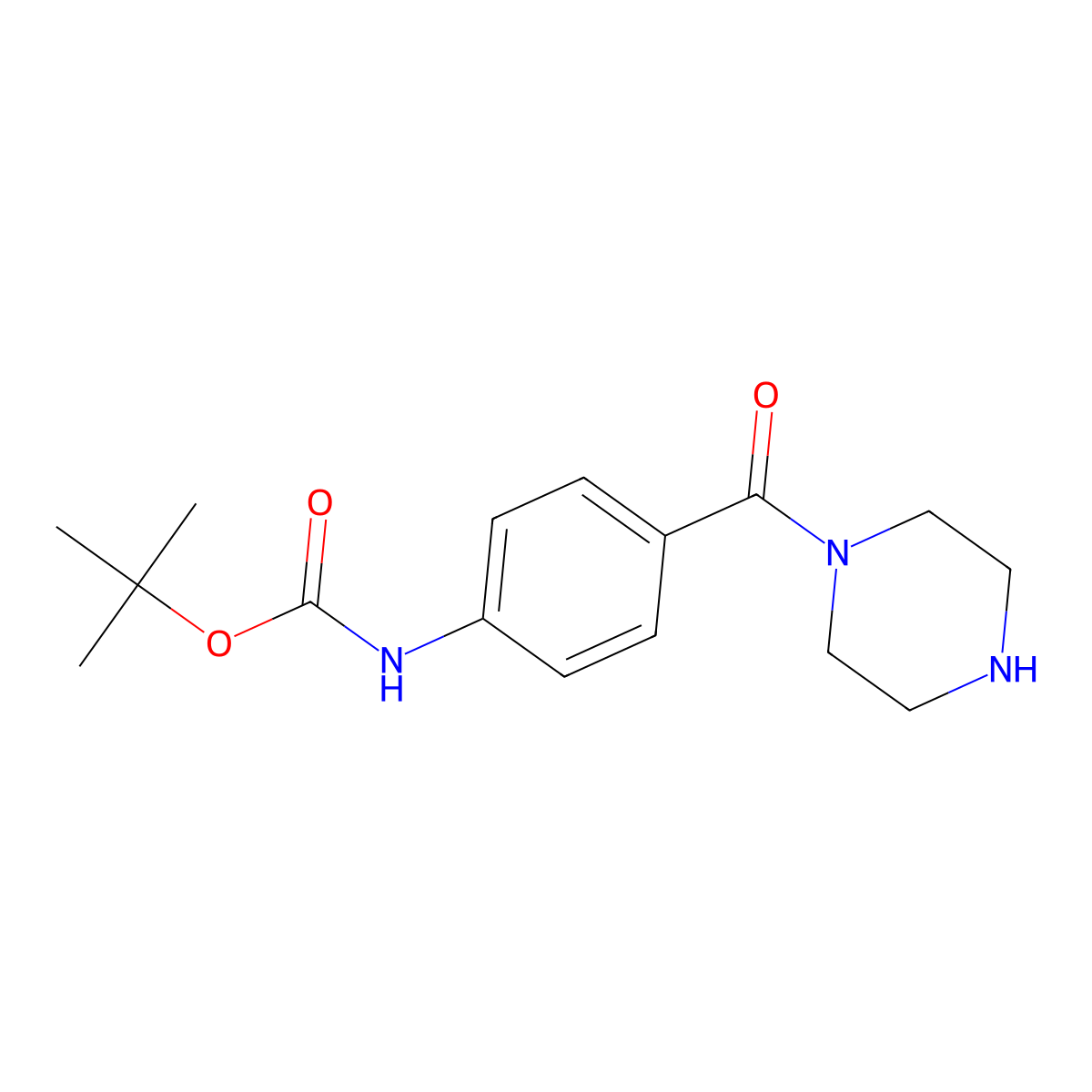 tert-Butyl (4-(piperazine-1-carbonyl)phenyl)carbamate molecular structure, CAS 478798-20-8