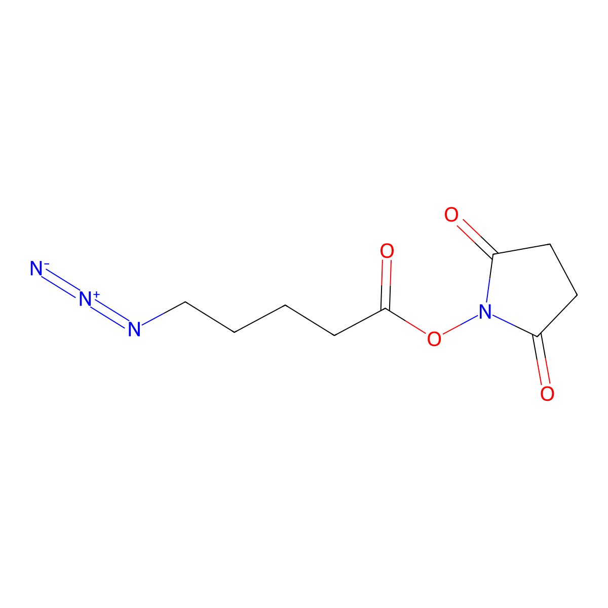5-azidopentanoic acid N-hydroxysuccinimide ester molecular structure, CAS 478801-48-8