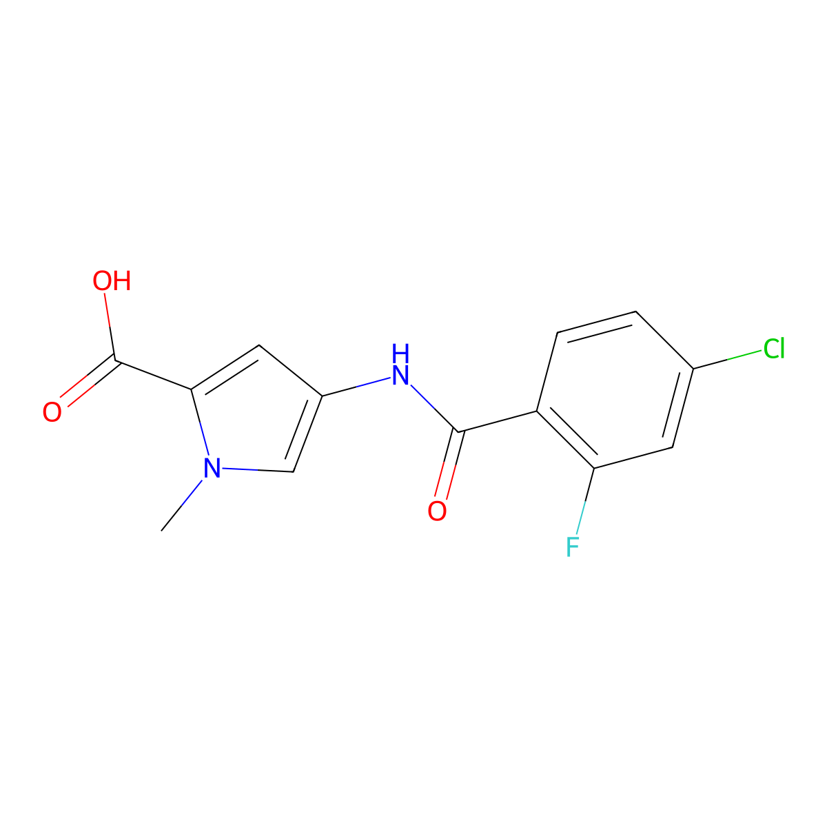 4-(4-Chloro-2-fluoro-benzoylamino)-1-methyl-1H-pyrrole-2-carboxylic acid molecular structure, CAS 478803-85-9