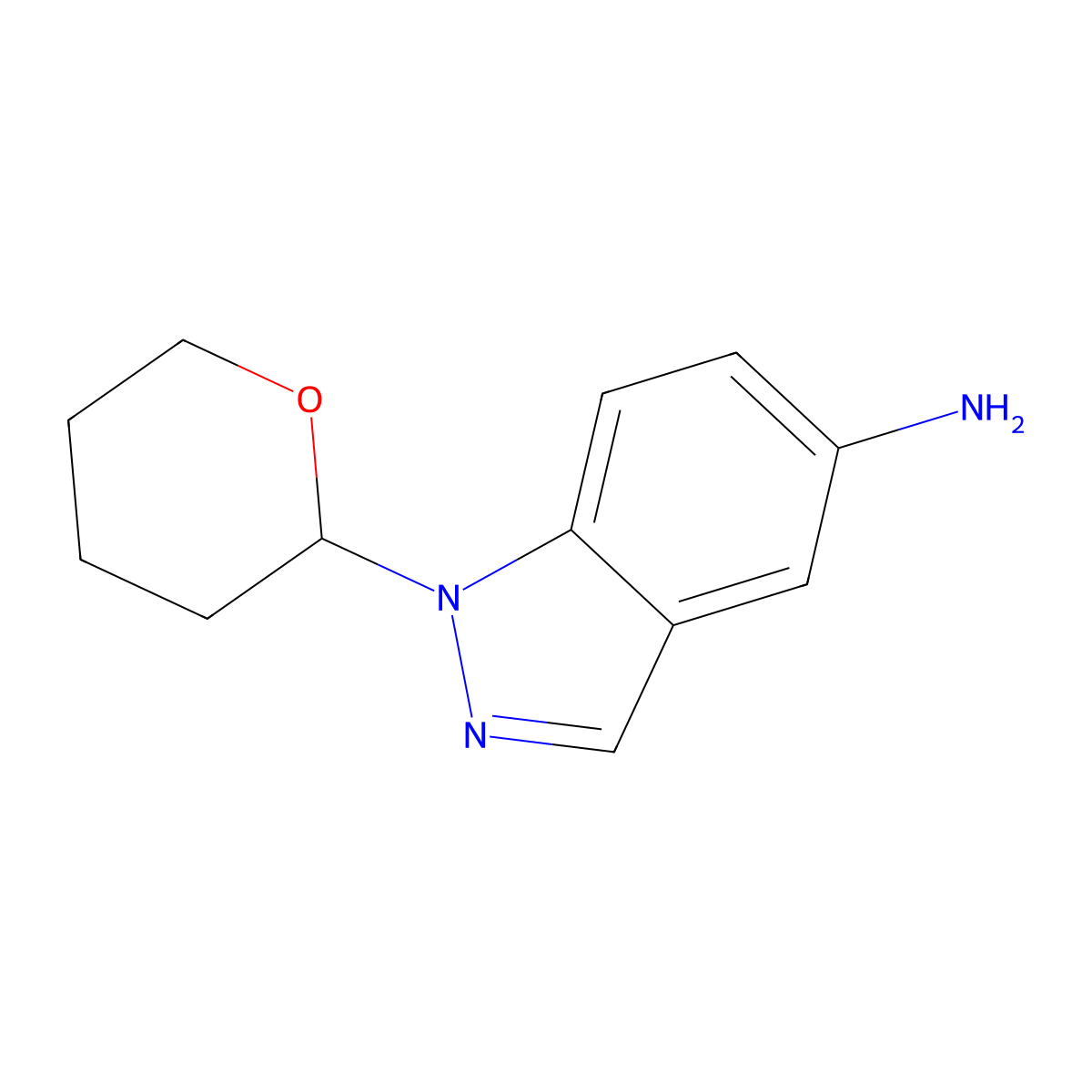 1-(Oxan-2-yl)-1H-indazol-5-amine molecular structure, CAS 478832-10-9