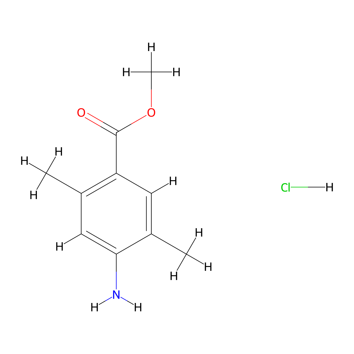 Methyl 4-amino-2,5-dimethylbenzoate hydrochloride molecular structure, CAS 478837-37-5