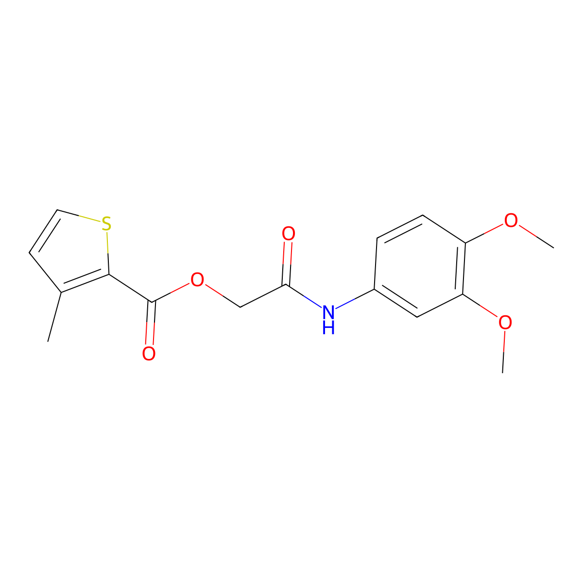 2-((3,4-Dimethoxyphenyl)amino)-2-oxoethyl 3-methylthiophene-2-carboxylate molecular structure, CAS 478860-50-3