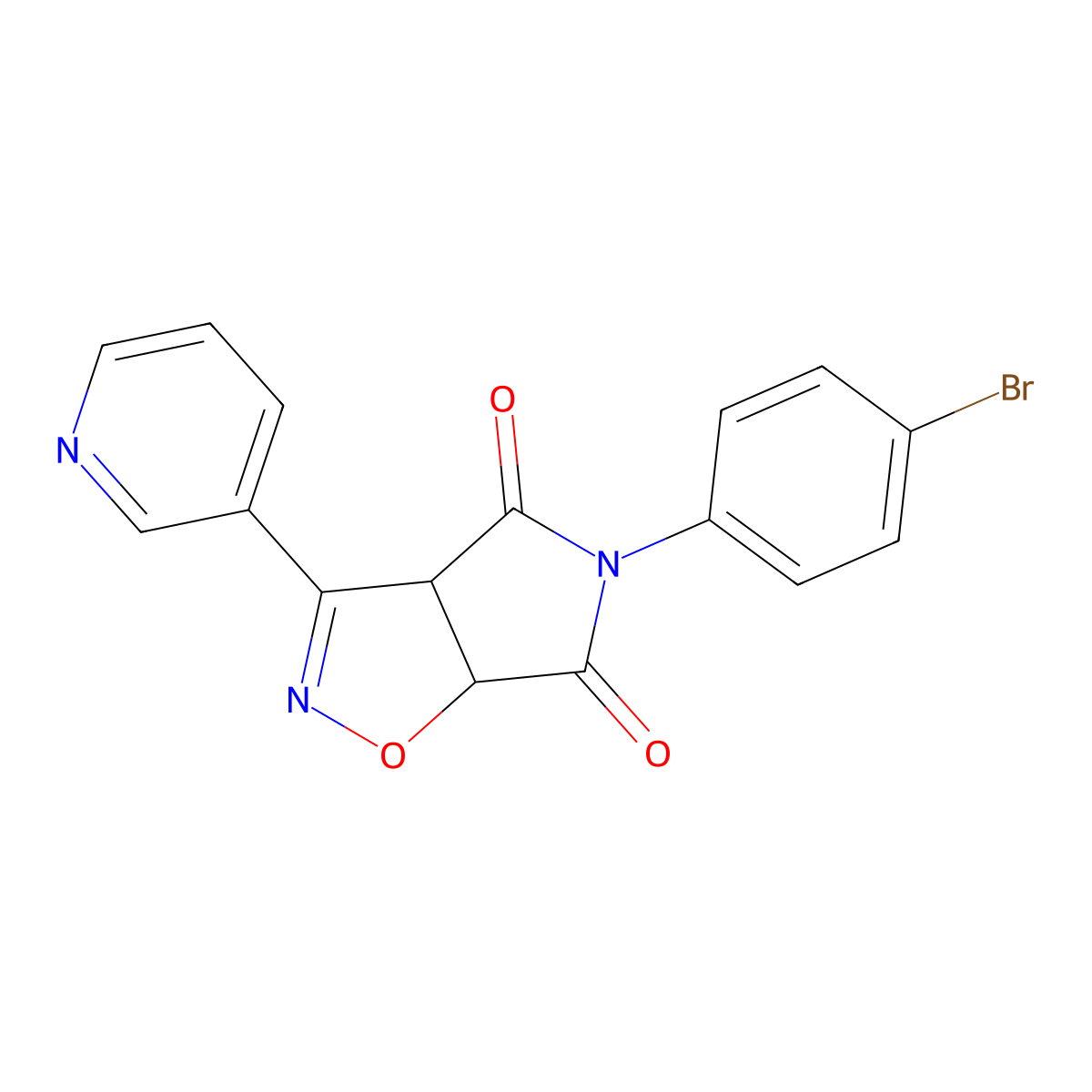 5-(4-bromophenyl)-3-(pyridin-3-yl)-3aH-pyrrolo[3,4-d][1,2]oxazole-4,6(5H,6aH)-dione molecular structure, CAS 4789-87-1