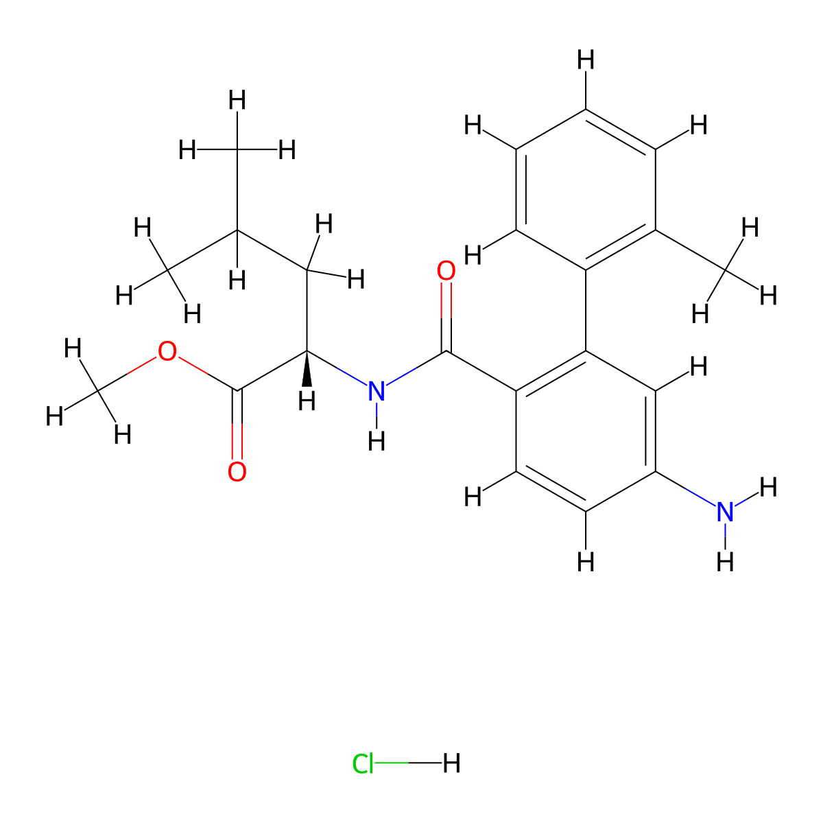 Methyl (5-amino-2'-methyl-[1,1'-biphenyl]-2-carbonyl)-L-leucinate hydrochloride molecular structure, CAS 478909-66-9