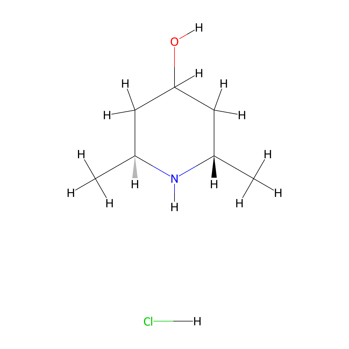 (2S,6S)-2,6-dimethylpiperidin-4-ol hydrochloride molecular structure, CAS 478920-45-5