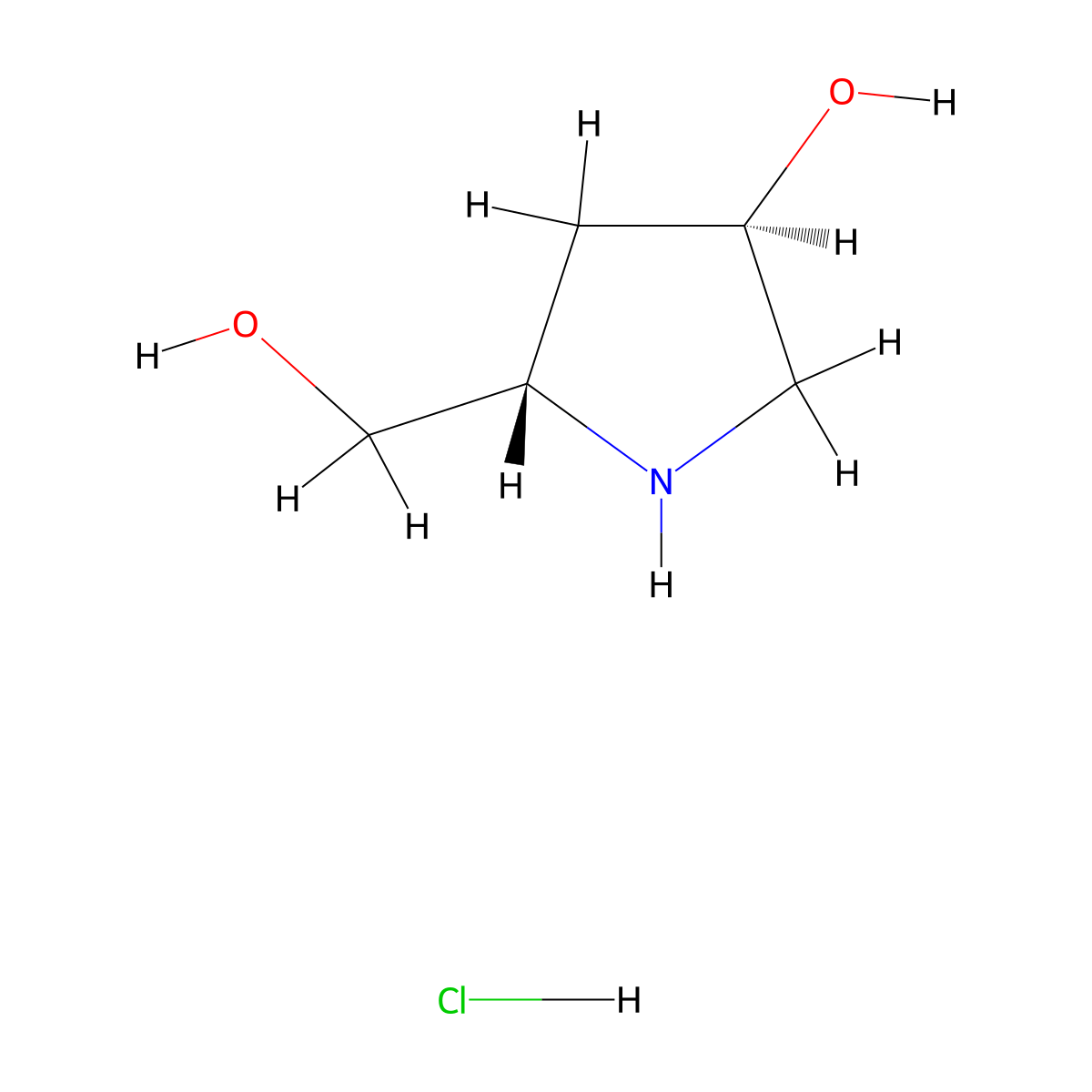 (3R,5S)-5-(hydroxymethyl)pyrrolidin-3-ol hydrochloride molecular structure, CAS 478922-47-3