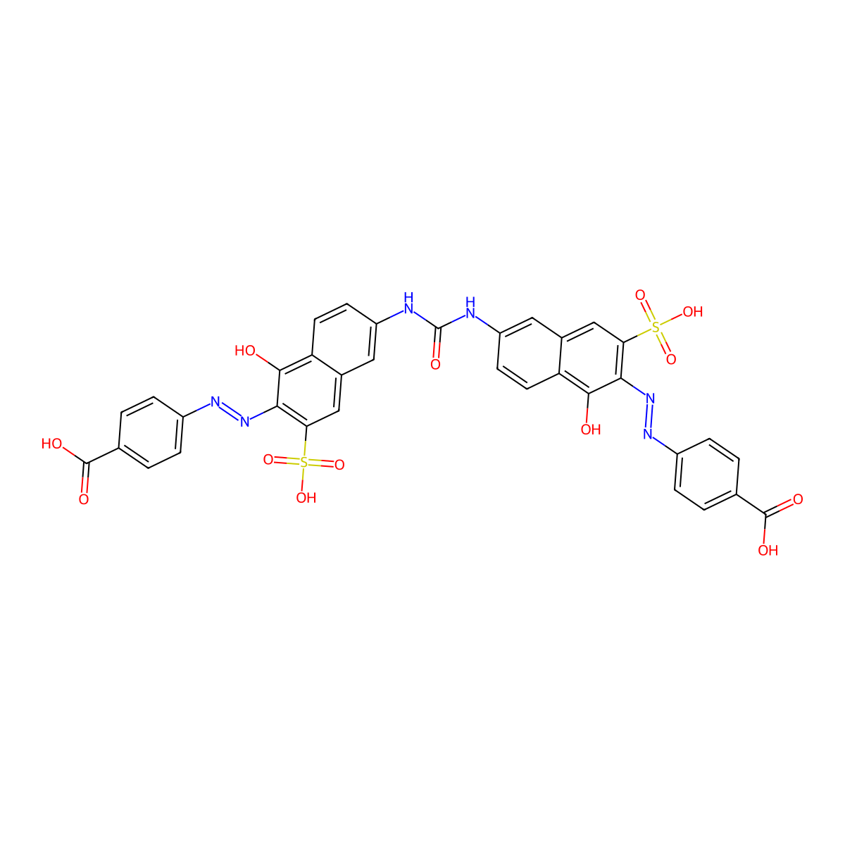 4,4'-(Carbonylbis(imino(1-hydroxy-3-sulfo-6,2-naphthalenediyl)-2,1-diazenediyl))bis(benzoic acid) molecular structure, CAS 47893-59-4