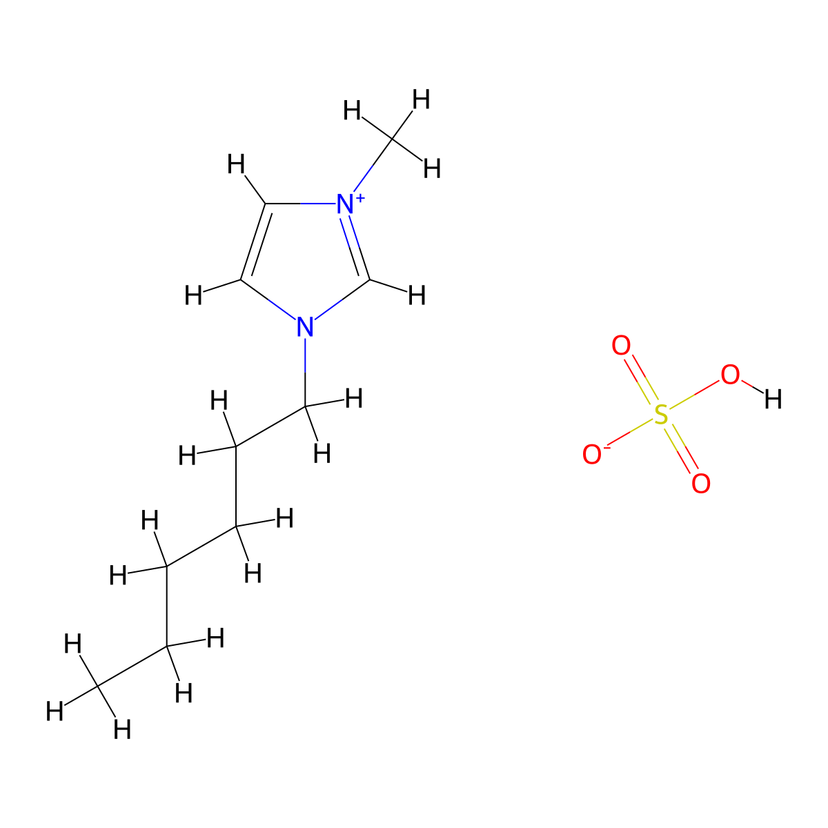 1-Hexyl-3-methylimidazolium hydrogen sulfate molecular structure, CAS 478935-29-4