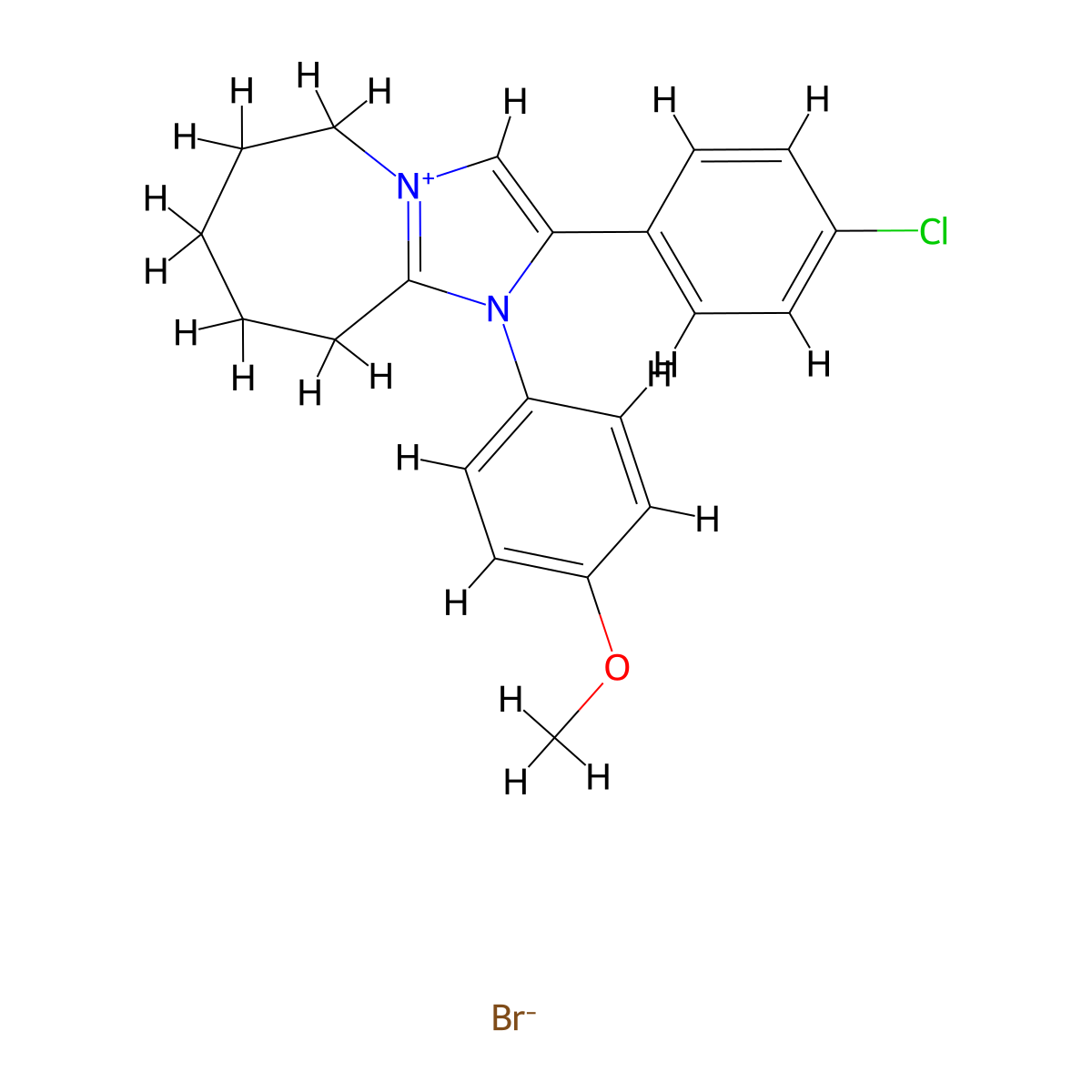 2-(4-chlorophenyl)-1-(4-methoxyphenyl)-6,7,8,9-tetrahydro-5H-imidazo[1,2-a]azepin-1-ium bromide molecular structure, CAS 478945-28-7