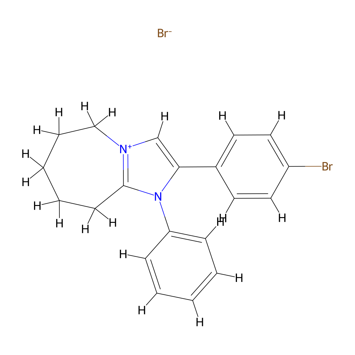 2-(4-bromophenyl)-1-phenyl-6,7,8,9-tetrahydro-5H-imidazo[1,2-a]azepin-1-ium bromide molecular structure, CAS 478959-75-0