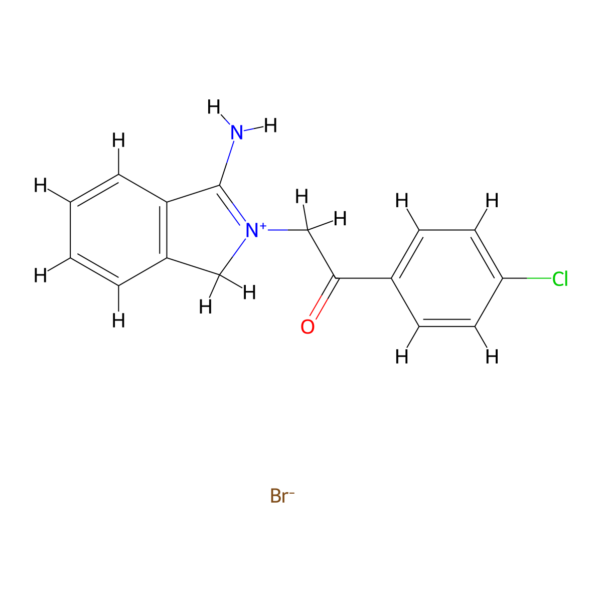 3-amino-2-(2-(4-chlorophenyl)-2-oxoethyl)-1H-isoindol-2-ium bromide molecular structure, CAS 478959-77-2