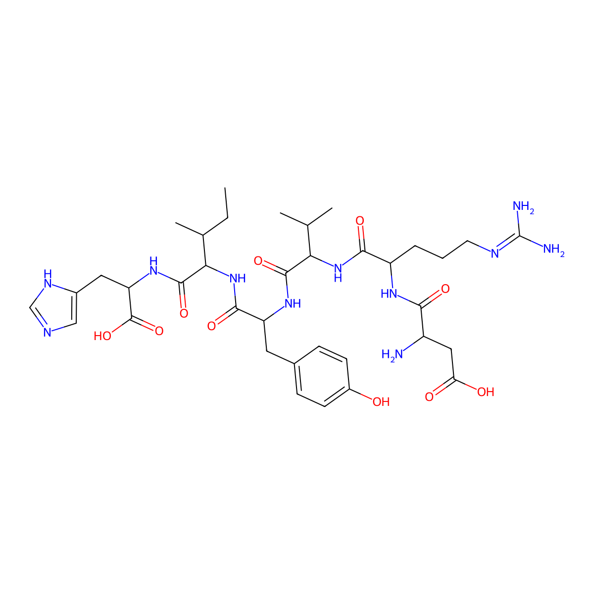 Angiotensin I/II (1-6) molecular structure, CAS 47896-63-9
