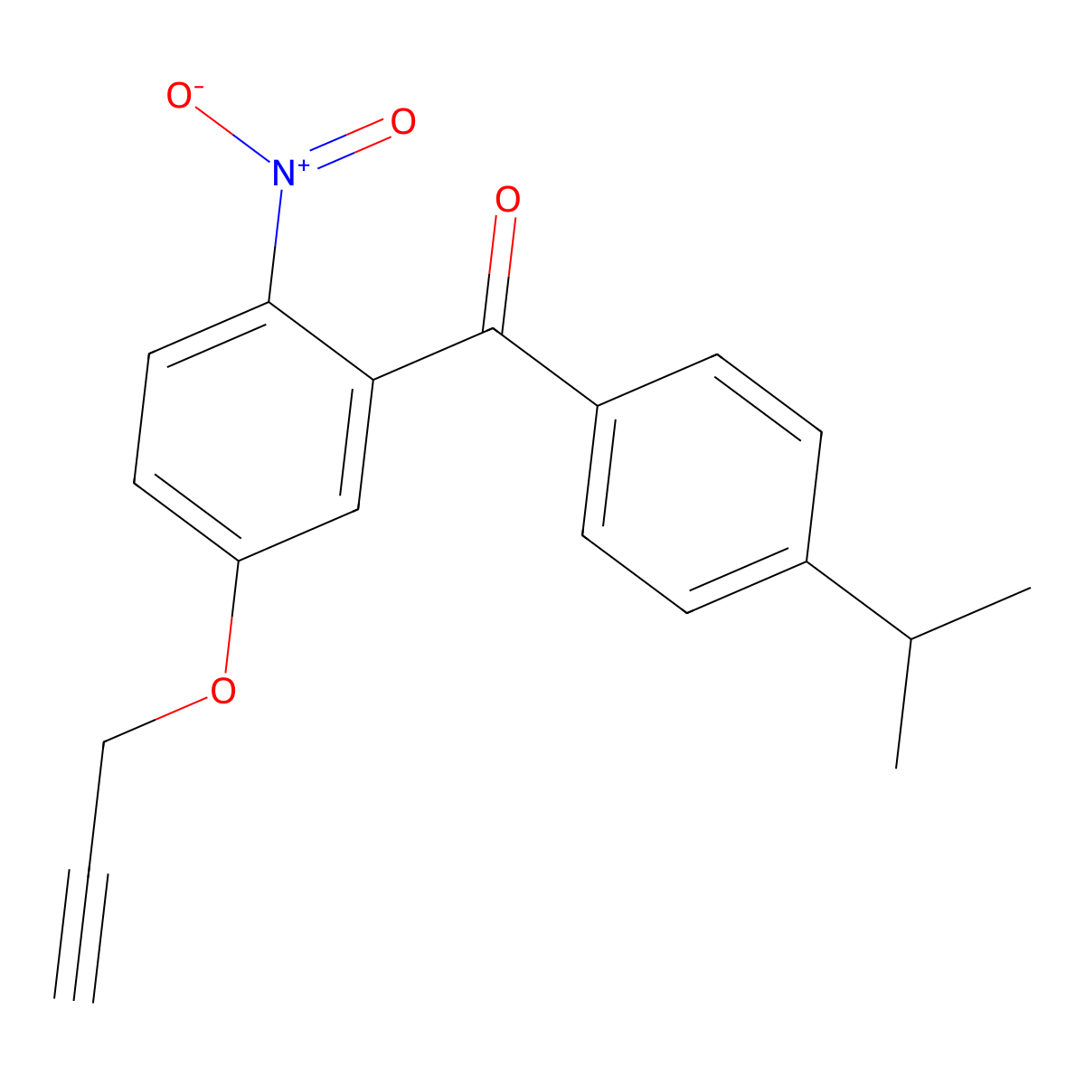 (4-Isopropylphenyl)(2-nitro-5-(prop-2-yn-1-yloxy)phenyl)methanone molecular structure, CAS 478965-00-3