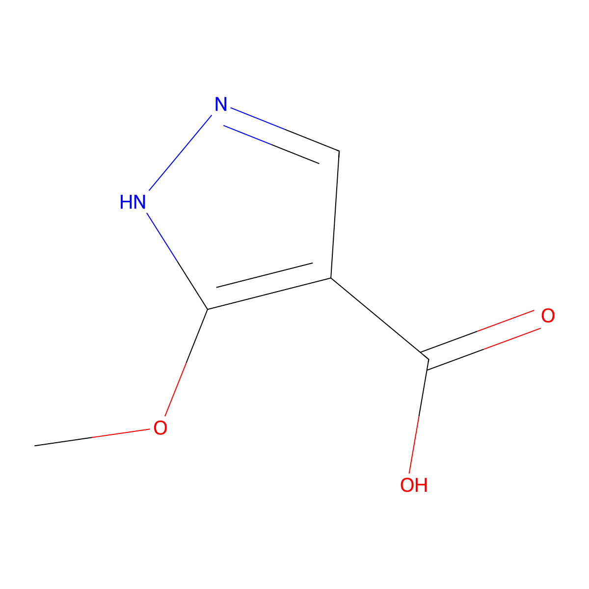 3-Methoxy-1H-pyrazole-4-carboxylic acid molecular structure, CAS 478968-49-9
