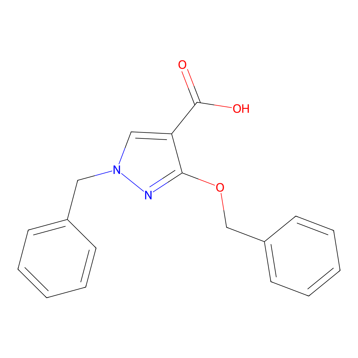 1-benzyl-3-(benzyloxy)-1H-pyrazole-4-carboxylic acid molecular structure, CAS 478968-62-6