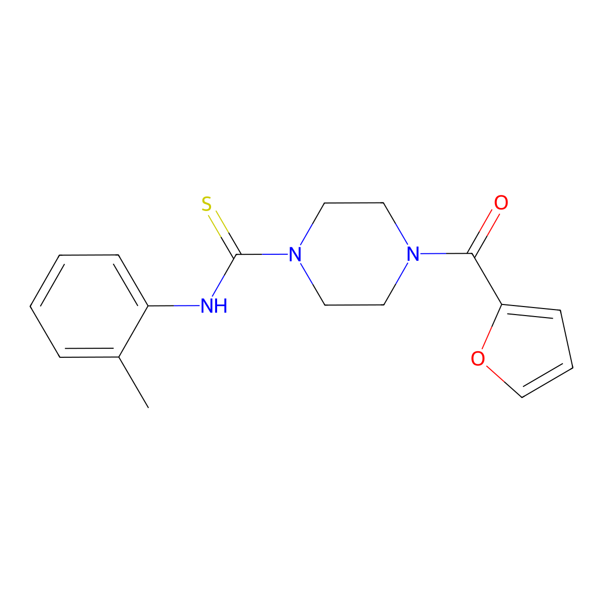 4-(furan-2-carbonyl)-N-(2-methylphenyl)piperazine-1-carbothioamide molecular structure, CAS 478970-71-7