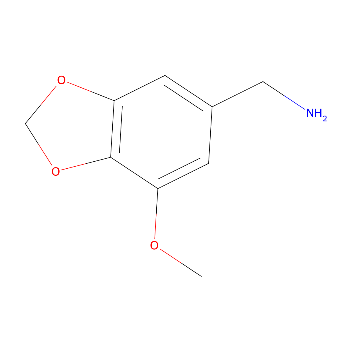 (7-Methoxybenzo[d][1,3]dioxol-5-yl)methanamine molecular structure, CAS 478977-40-1