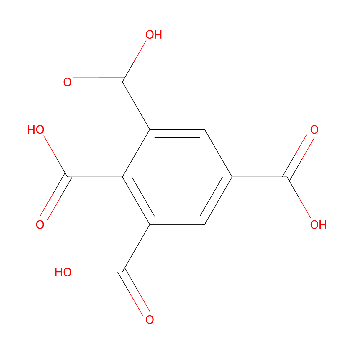 1,2,3,5-Benzene-tetracarboxylic acid molecular structure, CAS 479-47-0