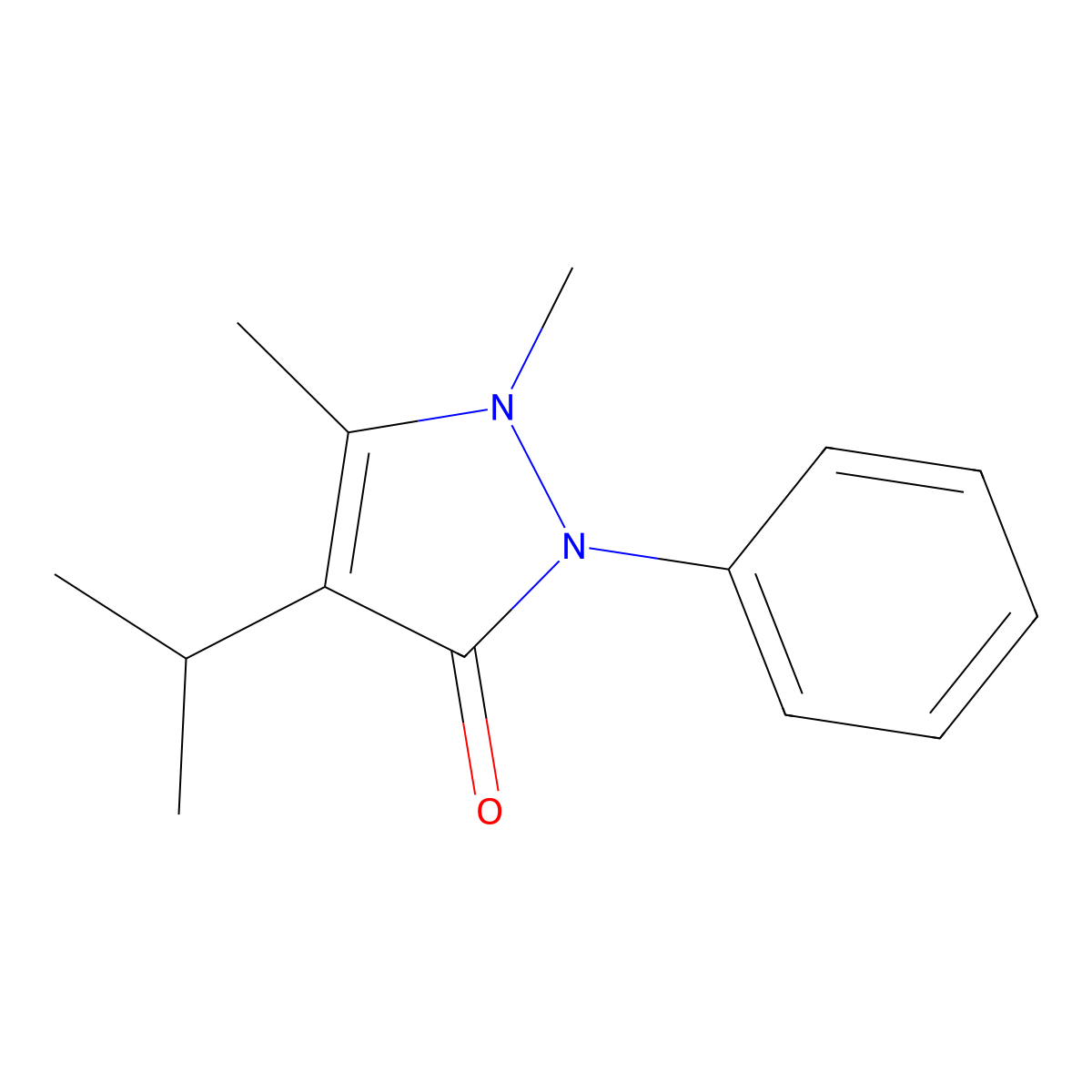 Propyphenazone molecular structure, CAS 479-92-5