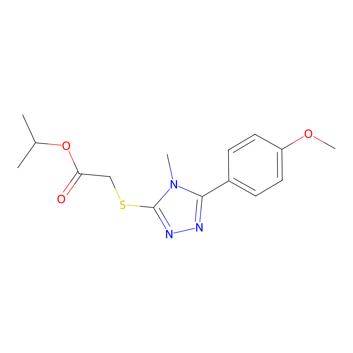Propan-2-yl 2-[[5-(4-methoxyphenyl)-4-methyl-1,2,4-triazol-3-yl]sulfanyl]acetate molecular structure, CAS 4790-65-2
