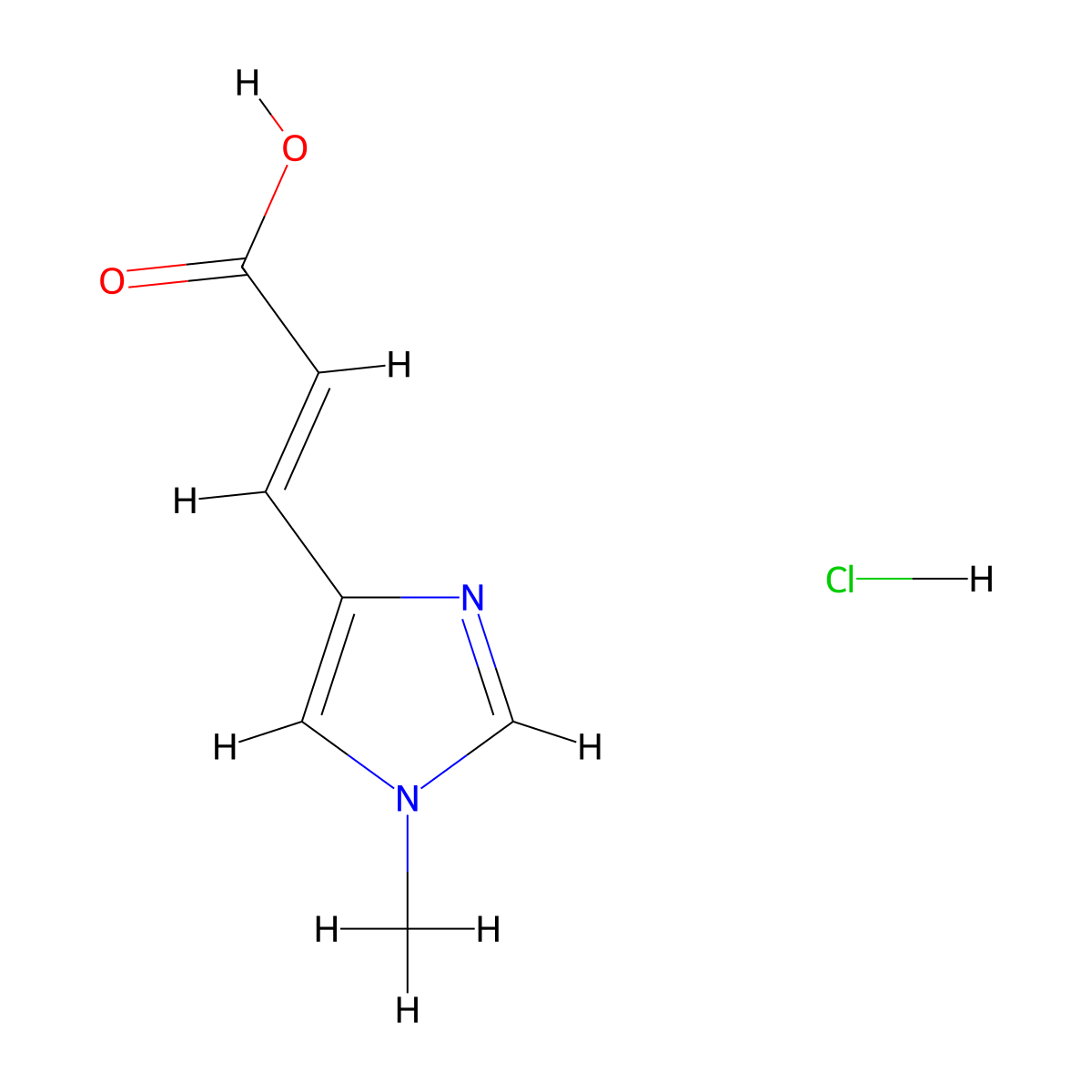 (2E)-3-(1-methyl-1H-imidazol-4-yl)prop-2-enoic acid hydrochloride molecular structure, CAS 479028-75-6