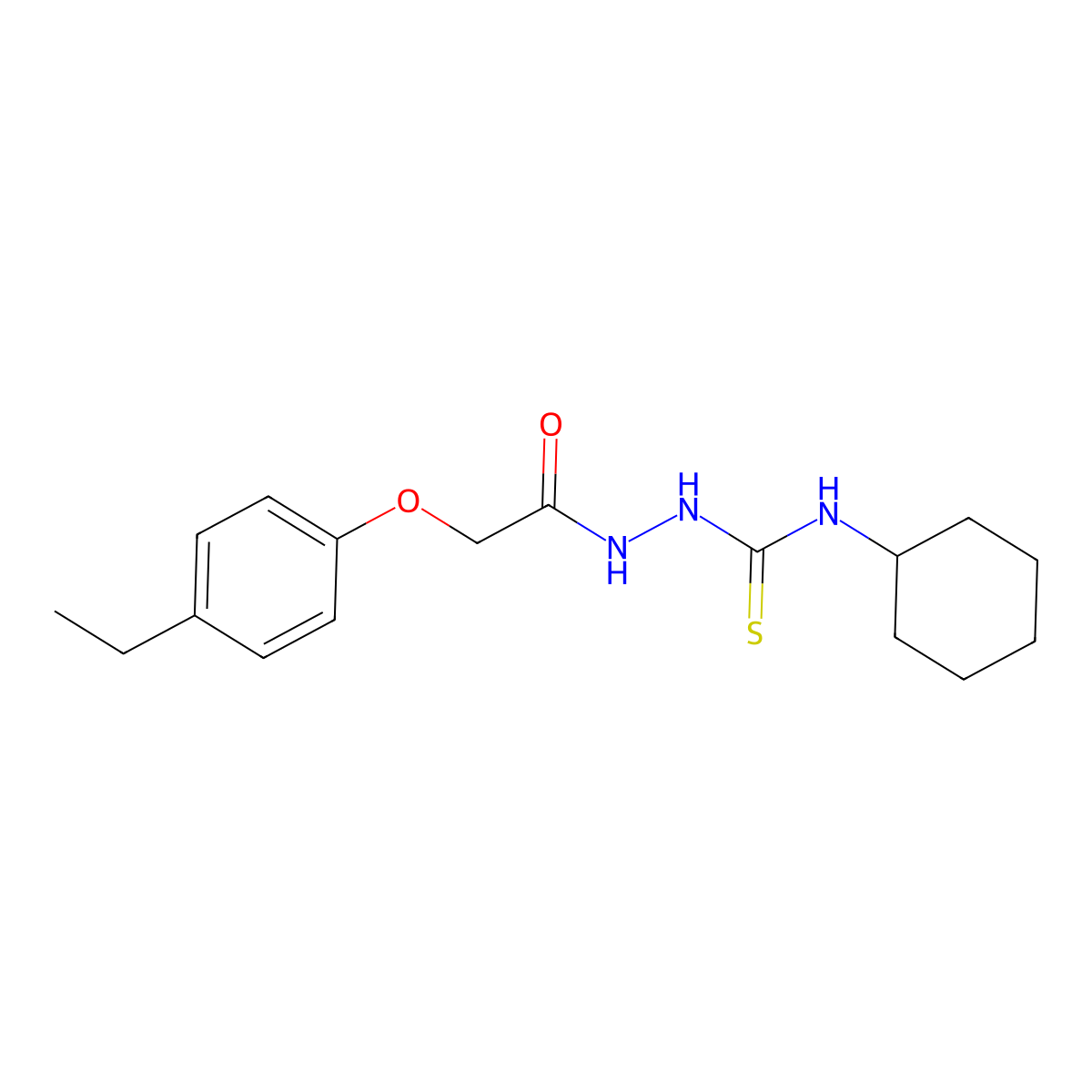 N-[(cyclohexylcarbamothioyl)amino]-2-(4-ethylphenoxy)acetamide molecular structure, CAS 479051-62-2